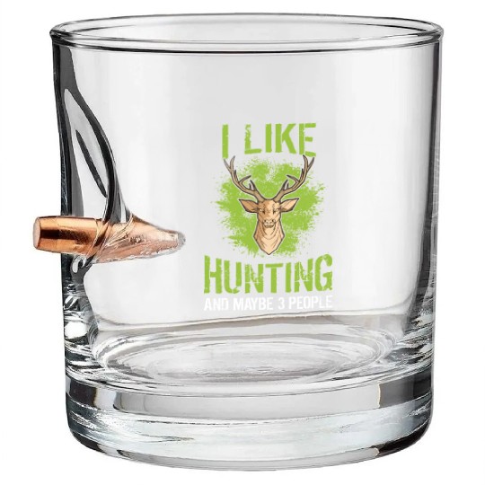 Funny Retired Hunter Saying American Deer Hunting Bullet Whiskey Glasses