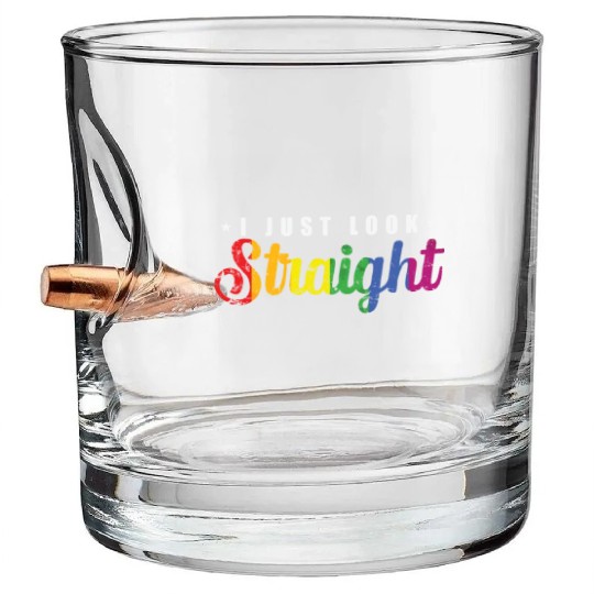 I just look straight LGBT Rainbow Pride Bullet Whiskey Glasses