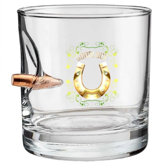 Good Luck With A Golden Horseshoe For Irish St Bullet Whiskey Glasses