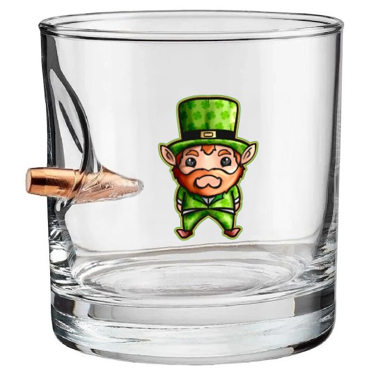 Cute Kawaii Irish Elf With Shamrock Hat For St Bullet Whiskey Glasses
