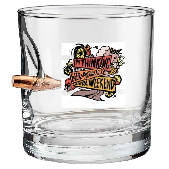 Beer and Motorcycle Weekend Race Track Doodle Bike Bullet Whiskey Glasses