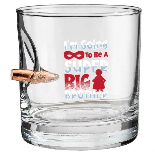 I'm Going To Be A Super Big Brother Sister Bullet Whiskey Glasses