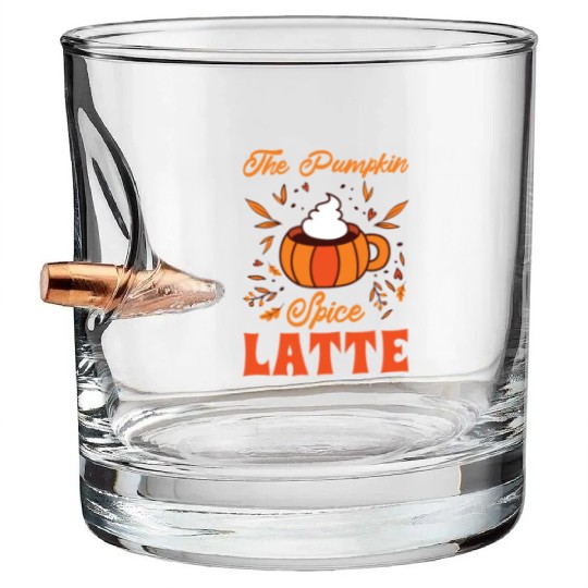 Pumpkin Spice Latte Halloween Coffee Lover Tarot Bullet Whiskey Glasses