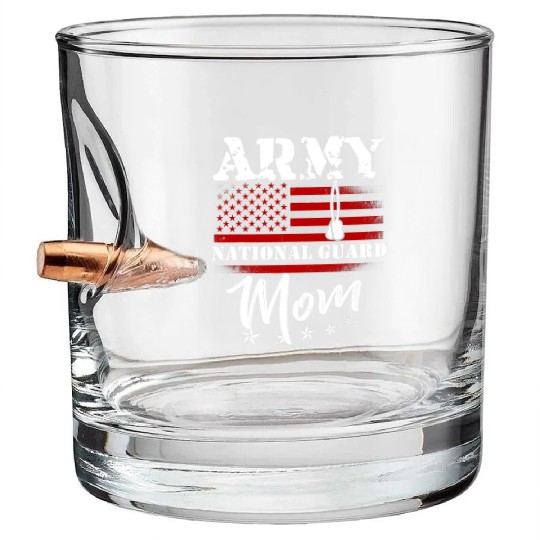 Proud Army National Guard Mom US Flag Tees US Mili Bullet Whiskey Glasses