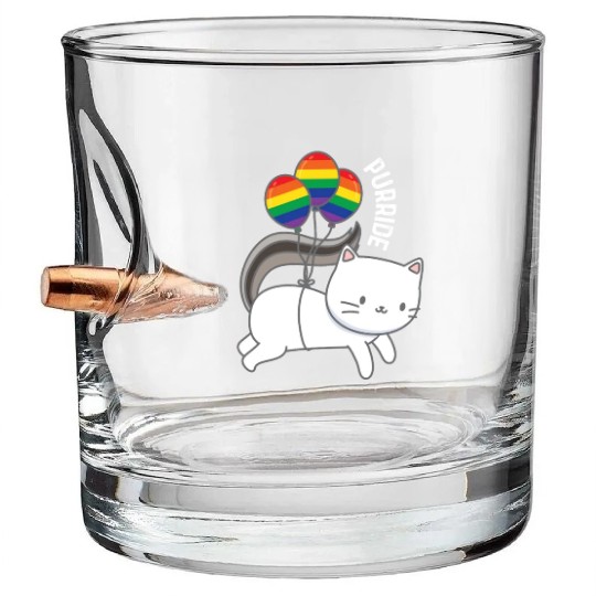 Purride Cat Balloon Rainbow Gay Bullet Whiskey Glasses