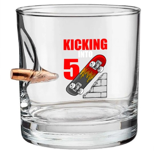 Skateboard Birthday For Boys 5th Birthday Skater Bullet Whiskey Glasses