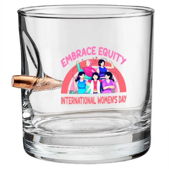 International Women's Day Embrace Equity Bullet Whiskey Glasses