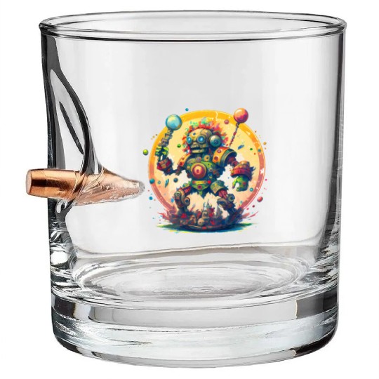 Inca,Maya robot warrior Bullet Whiskey Glasses