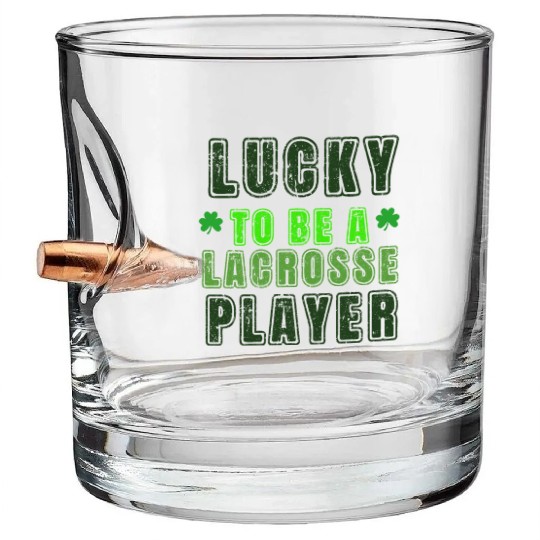 Lucky Lacrosse Player, St Patrick's Day Gift Bullet Whiskey Glasses