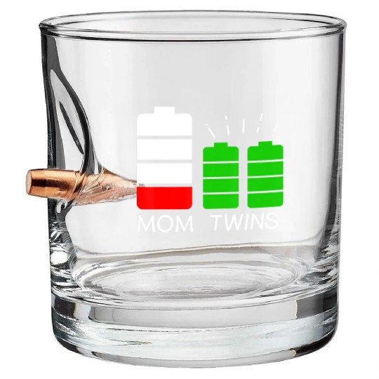 Twin Mom Low Battery Tired Mom Of Twins Bullet Whiskey Glasses