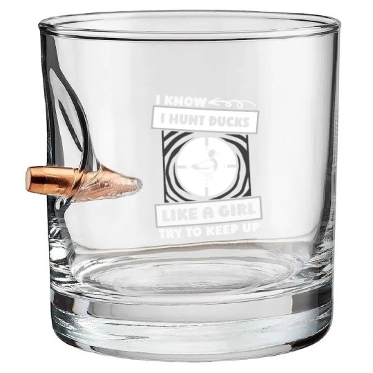 Duck Hunting Girl Bullet Whiskey Glasses