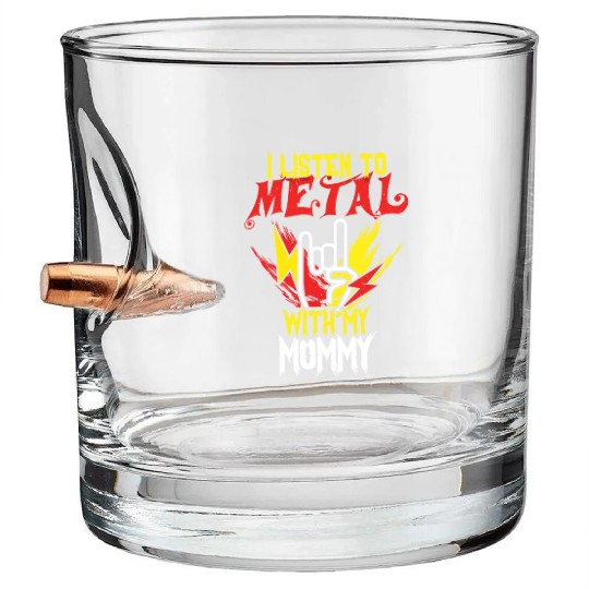Metal With Mommy Metal Kid Music Lover Rocker Bullet Whiskey Glasses