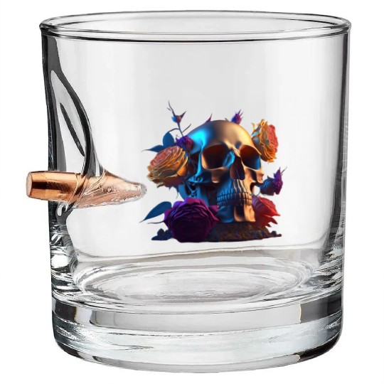 Horror Skull Colored Bullet Whiskey Glasses