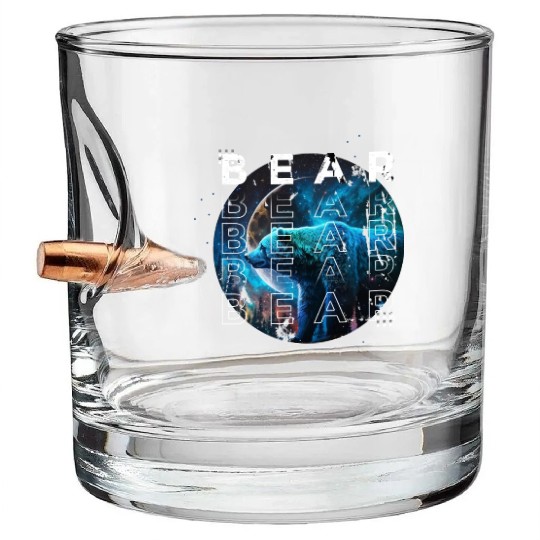 Midnight Roar: A Bear's Lunar Adventure Bullet Whiskey Glasses