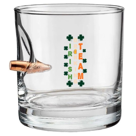 Irish Drinking Team Clover Saint Patricks Day Bullet Whiskey Glasses