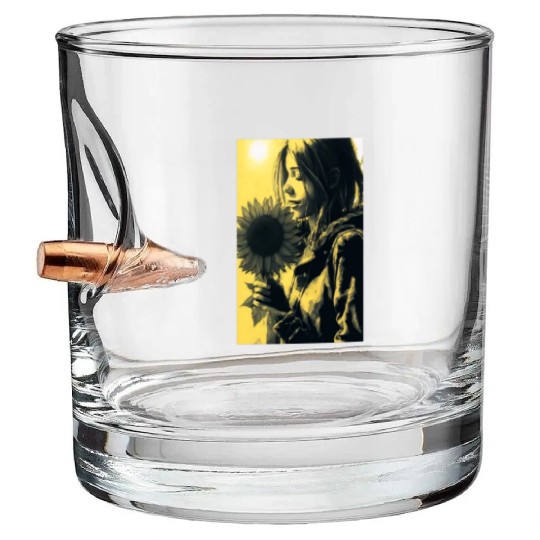 Art Painting Lover Sunflower Girl Art Painting Bullet Whiskey Glasses