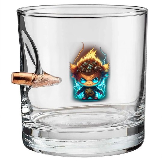Angry and adorable little yellow monster Bullet Whiskey Glasses