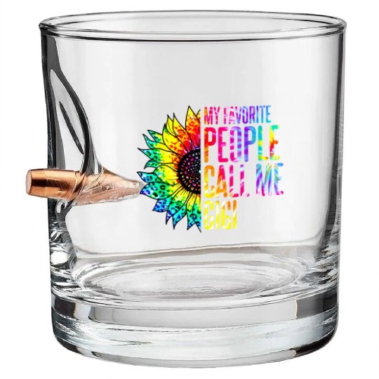 My Favorite People Call Me Gigi Sunflower Tie Dye Bullet Whiskey Glasses