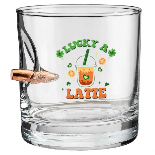 Lucky A Latte Funny St Patrick's Day Bullet Whiskey Glasses