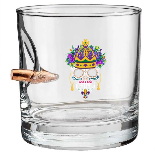 Mardi Gras Costume Flower Sugar Dia De Los Muertos Bullet Whiskey Glasses