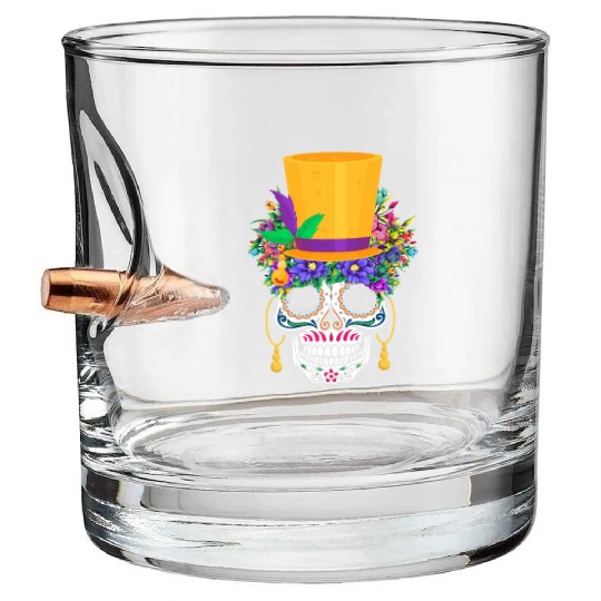 Mardi Gras Costume El Dia De Los Muertos Flower Bullet Whiskey Glasses