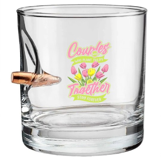 Tulip Gardening Couple Bullet Whiskey Glasses