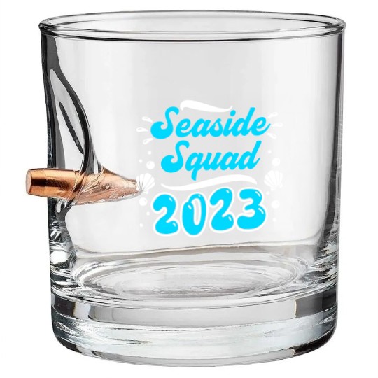 Seaside Squad 2023 Vacation Friends Spring Break Bullet Whiskey Glasses