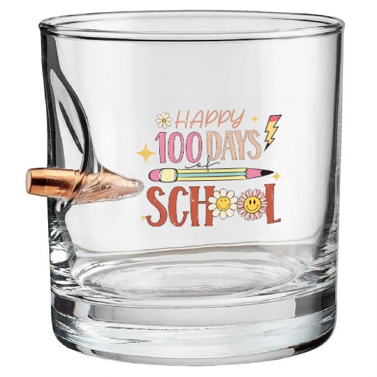 Happy 100 days of school Bullet Whiskey Glasses