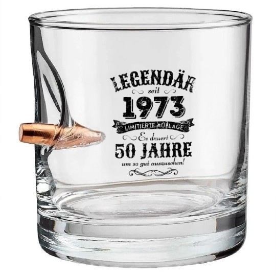 50th Birthday Vintage 1973 Bullet Whiskey Glasses