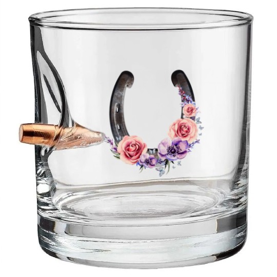Lucky Floral Horseshoe Bullet Whiskey Glasses