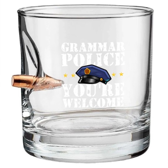 Grammer Police - English Teacher Bullet Whiskey Glasses