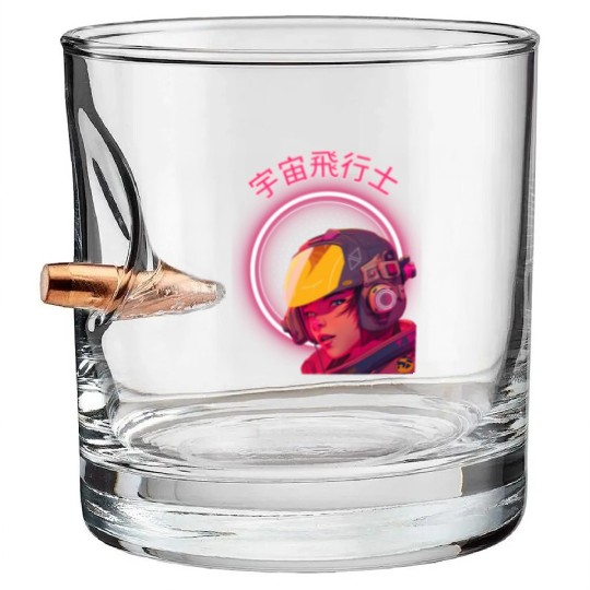 Futuristic Cyberpunk Girl Bullet Whiskey Glasses