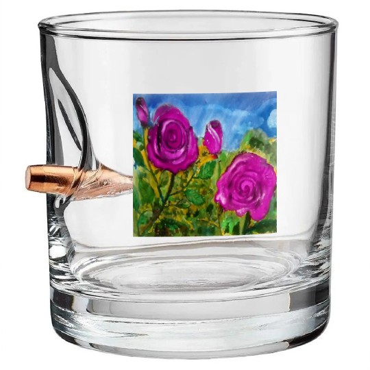 Hand Painted Roses Bullet Whiskey Glasses Bullet Whiskey Glasses Mugs Tote Bags