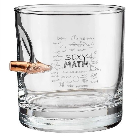 Sexy Math Teacher Mathematics Gift Chalkboard Bullet Whiskey Glasses