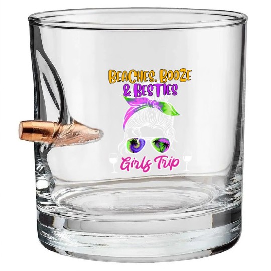 Beaches Booze Besties Girls Trip Spring Break Bullet Whiskey Glasses
