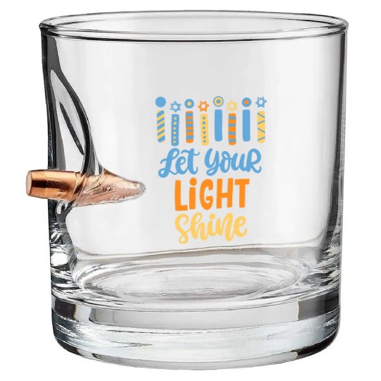 Funny Hanukkah Let Your Light Shine Menorah Adults Bullet Whiskey Glasses