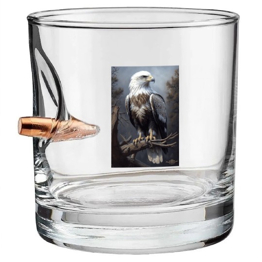 Majestic White-Headed Eagle in the Wild Bullet Whiskey Glasses