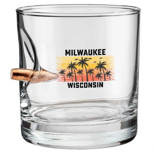 Milwaukee Wisconsin Summer Retro VIntage Vacation Bullet Whiskey Glasses