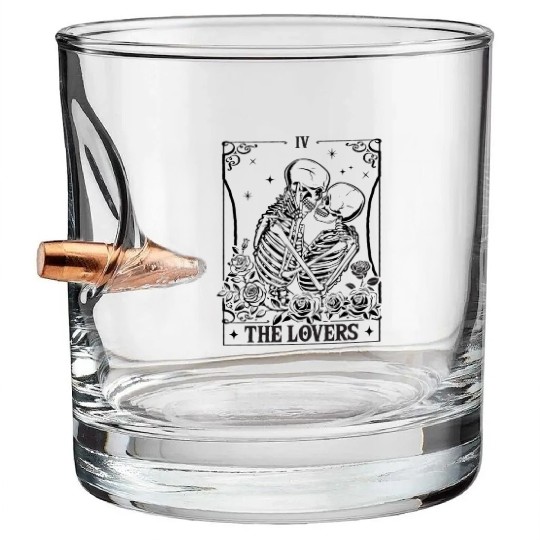 The Lovers Vintage Tarot Card Astrology Goth Bullet Whiskey Glasses
