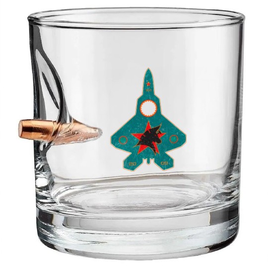 Industrial f-22 USAFAircraft Bullet Whiskey Glasses