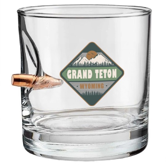 Grand Teton Wyoming US Vintage Hiking Design Bullet Whiskey Glasses