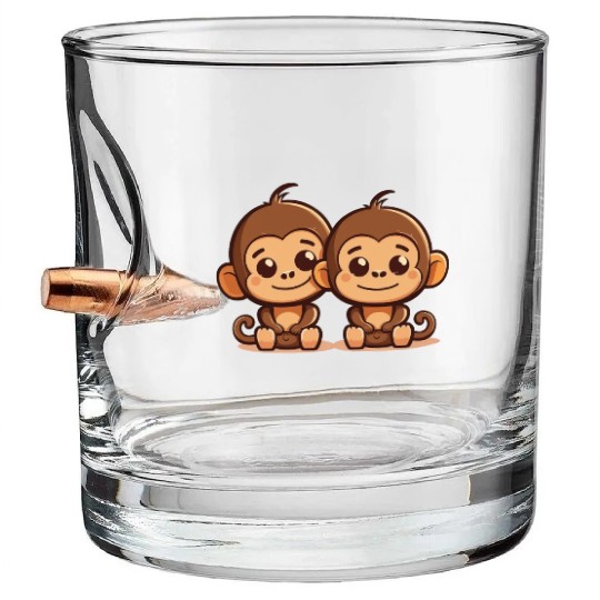 Monkeys siblings brother sister family love ape Bullet Whiskey Glasses
