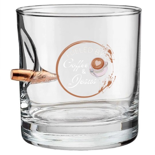 Fueled by coffee and Jesus, Jesus love Bullet Whiskey Glasses