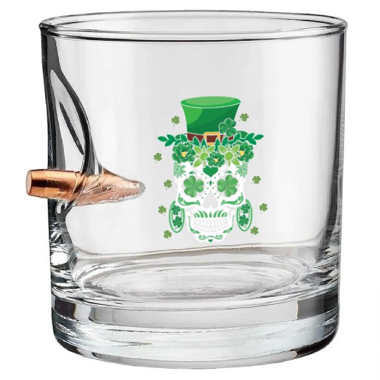 El Dia De Los Muertos Mardi Gras Costume Flower Bullet Whiskey Glasses