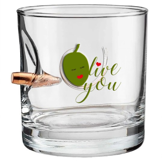 Olive you - I Love You Bullet Whiskey Glasses