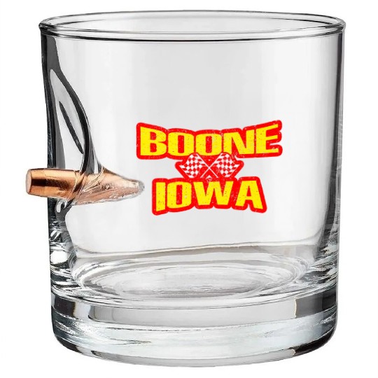 Boone Iowa IA Midwest Hobby Stock Modified Race Ca Bullet Whiskey Glasses