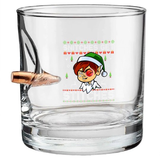Warrior 12 Snitches Get Stitches Bullet Whiskey Glasses