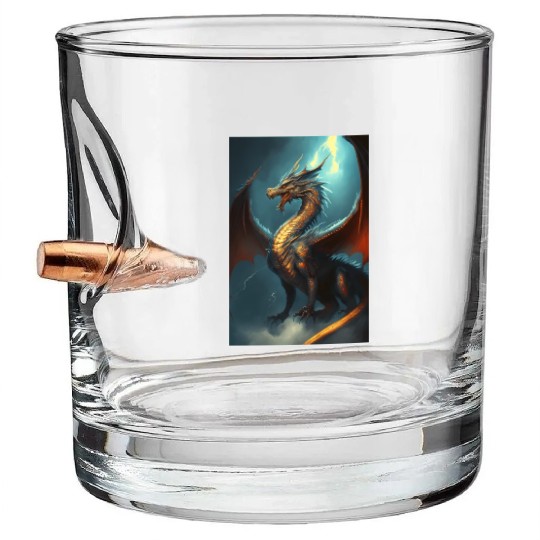 Mystical Dragon in storm Bullet Whiskey Glasses