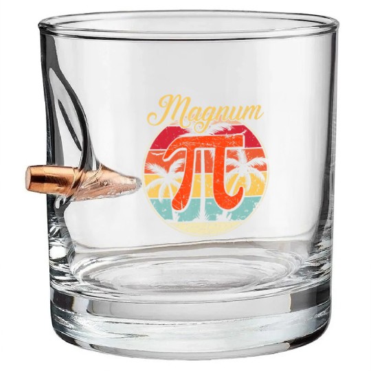 Magnum Pi Math Pi Day Retro Bullet Whiskey Glasses