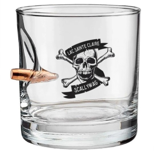 Michigan Lake St Clair Pirate Skull Bones Boating Bullet Whiskey Glasses